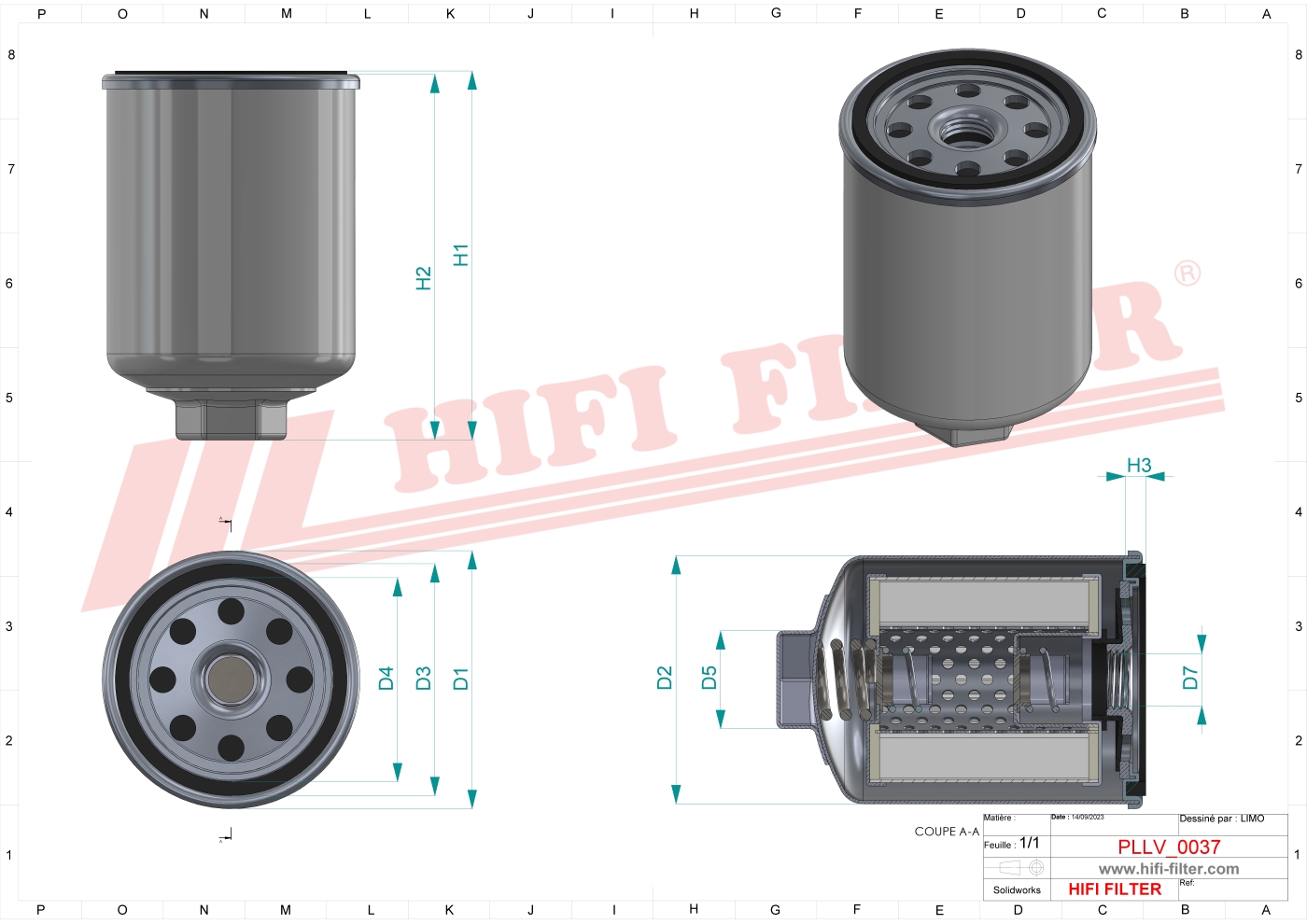 Schema tecnico Filtro olio
