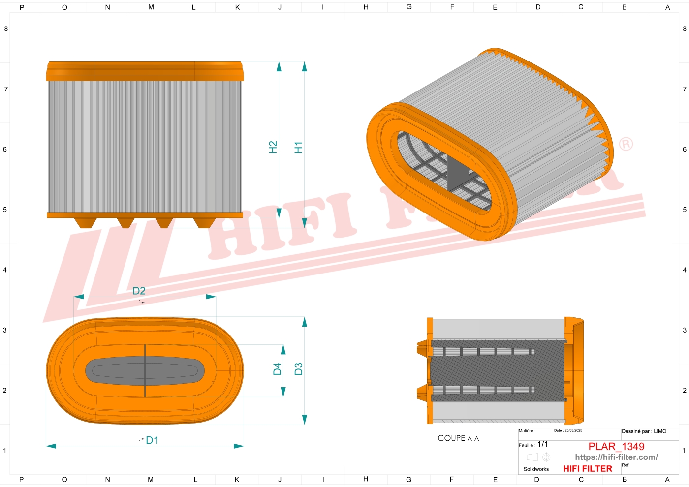 Schema tecnico Filtro aria