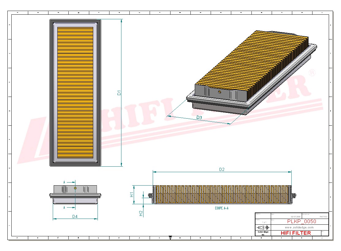 Schema tecnico Filtro abitacolo