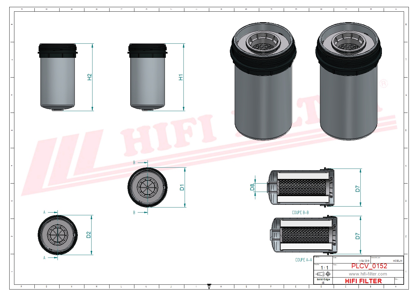 Schema tecnico Filtro carburante 5AP837091436 per trattori e macchine agricole