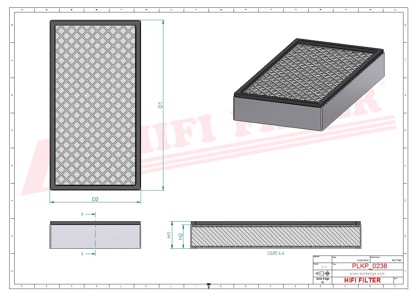 Schema tecnico Filtro abitacolo 5055377 per trattori e macchine agricole