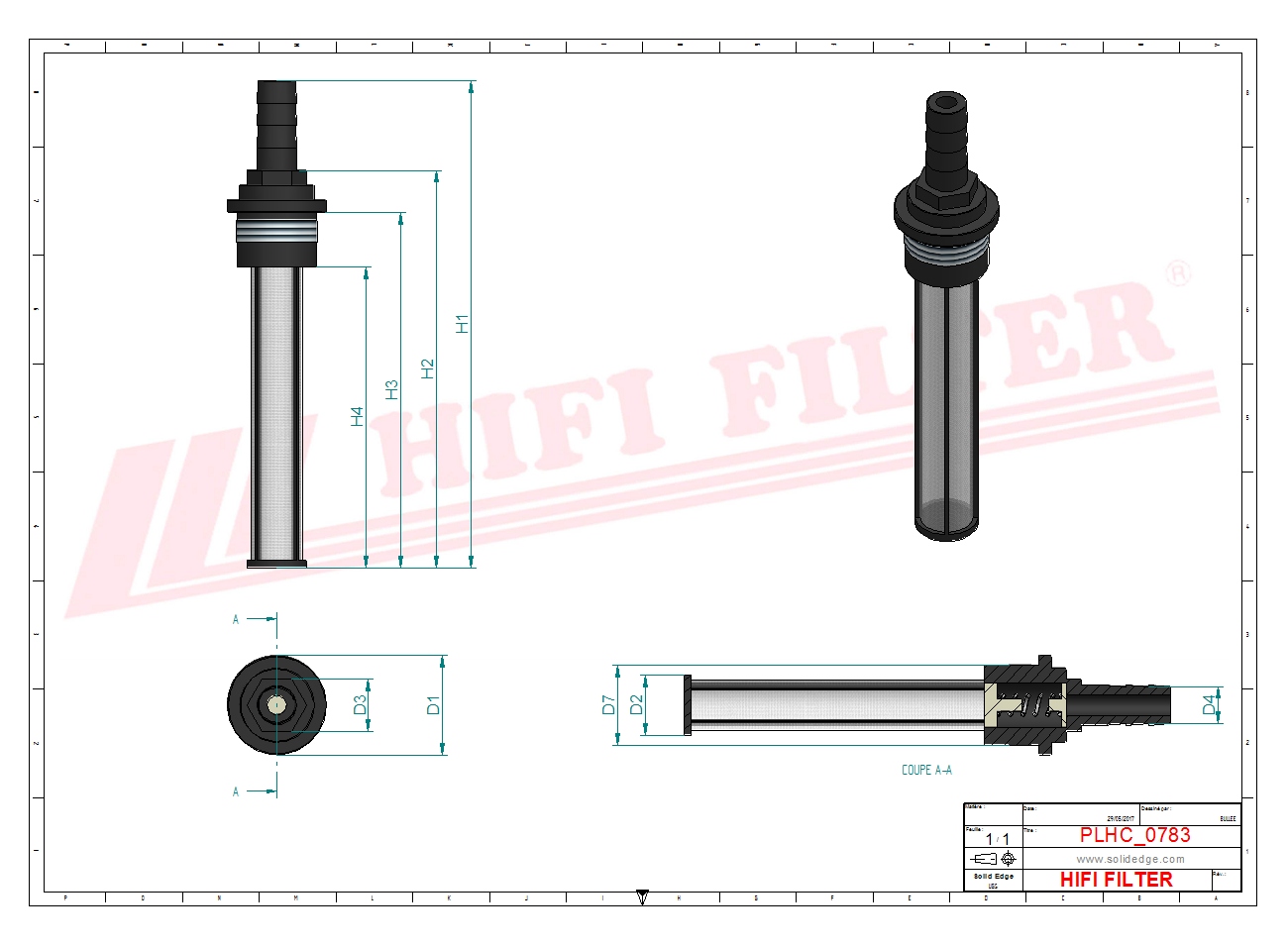 Schema tecnico Filtro olio
