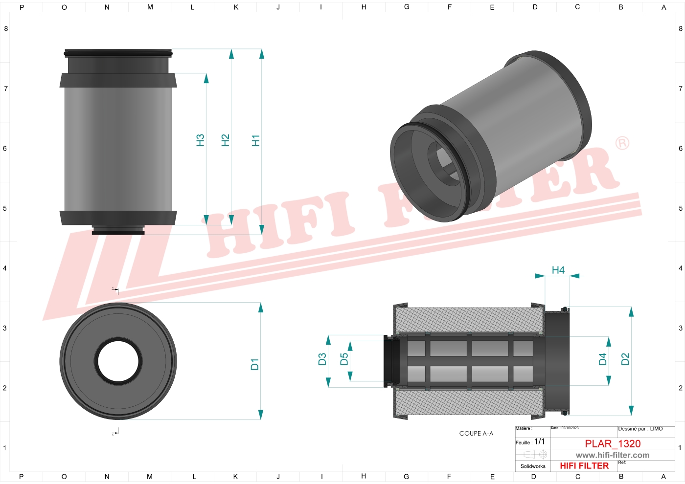 Schema tecnico Filtro aria