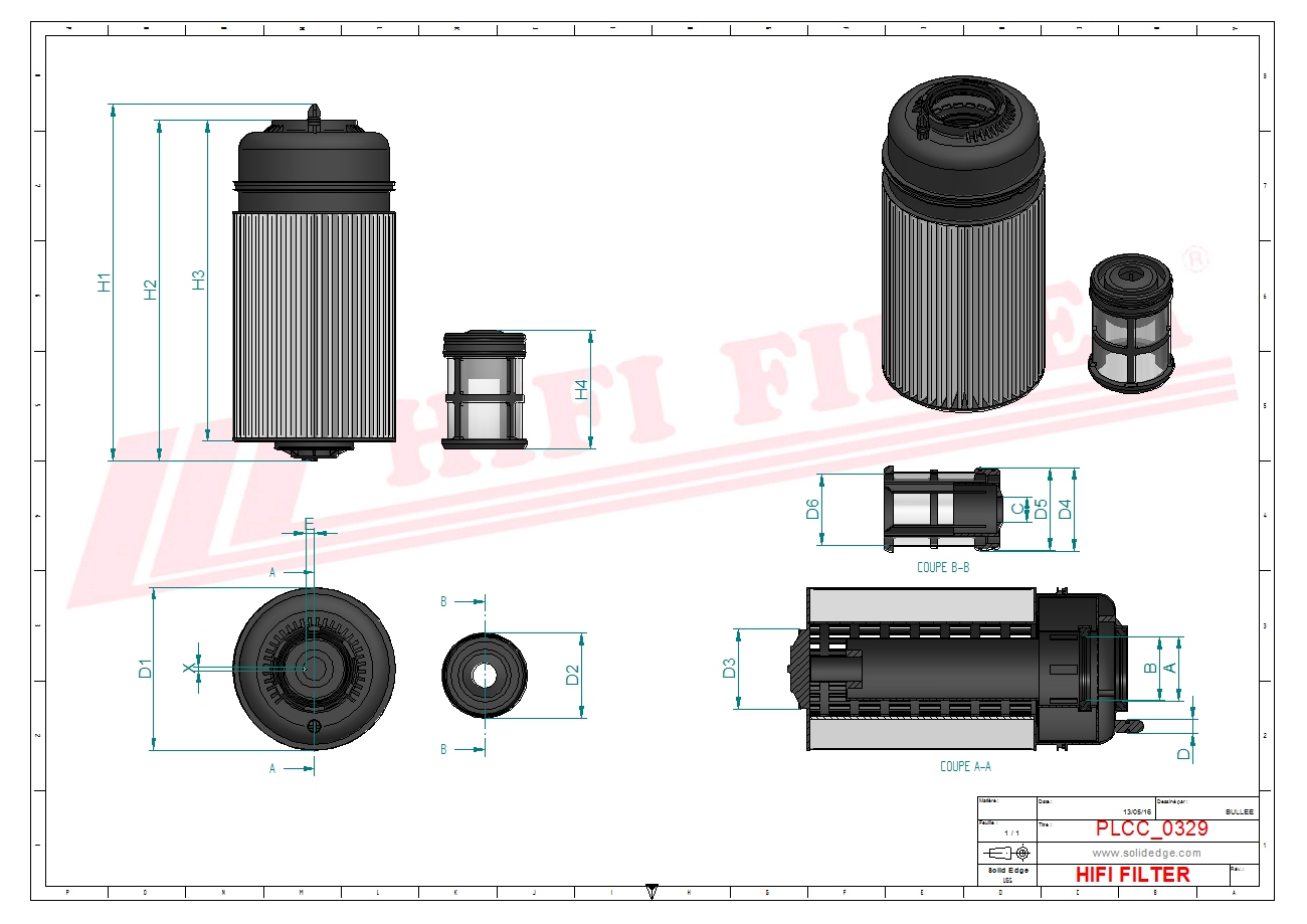 Schema tecnico Filtro carburante 0007731850 per trattori e macchine agricole