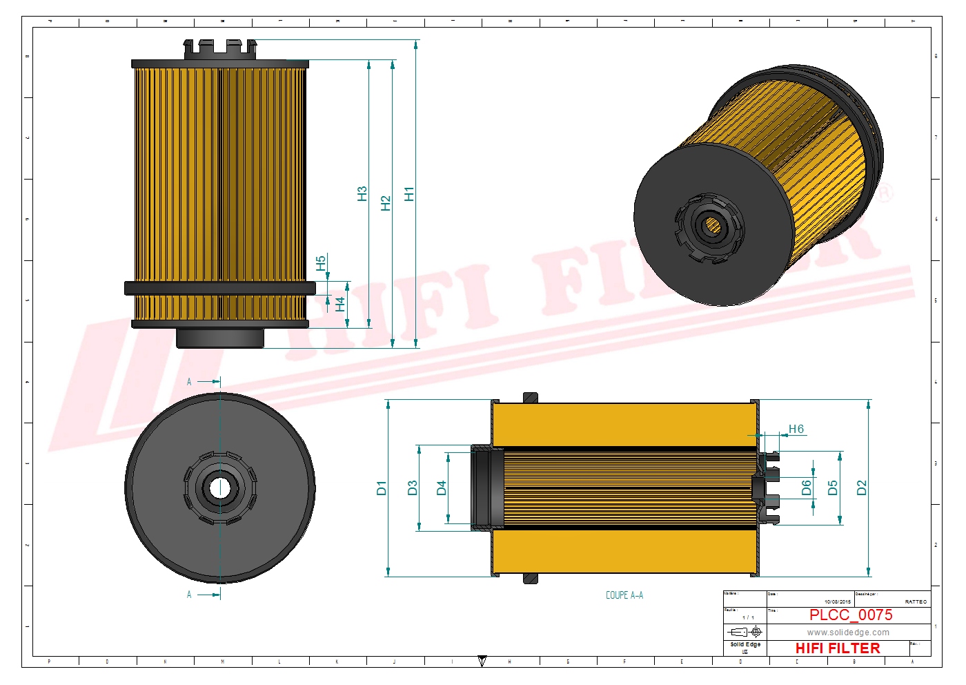 Schema tecnico Filtro carburante 1529649 per trattori e macchine agricole