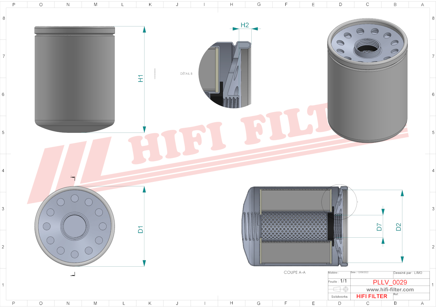 Schema tecnico Filtro olio