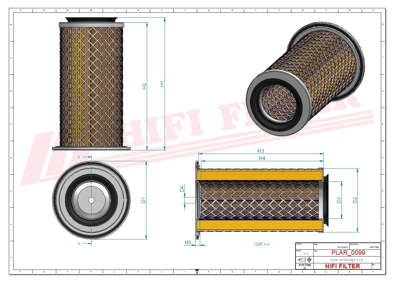Schema tecnico Filtro aria
