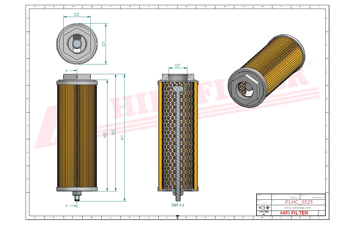 Schema tecnico Filtro idraulico FAM100 MSB80 per trattori e macchine agricole