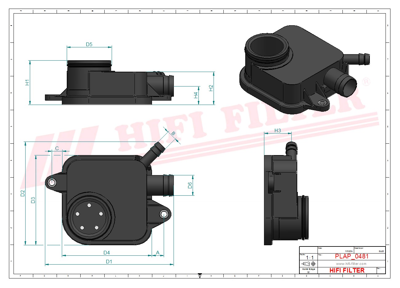 Schema tecnico Filtro aria