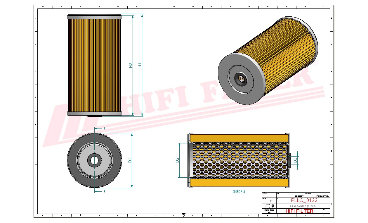 Schema tecnico Filtro olio