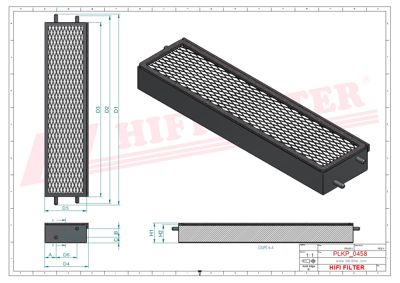 Schema tecnico Filtro abitacolo ai carboni attivi