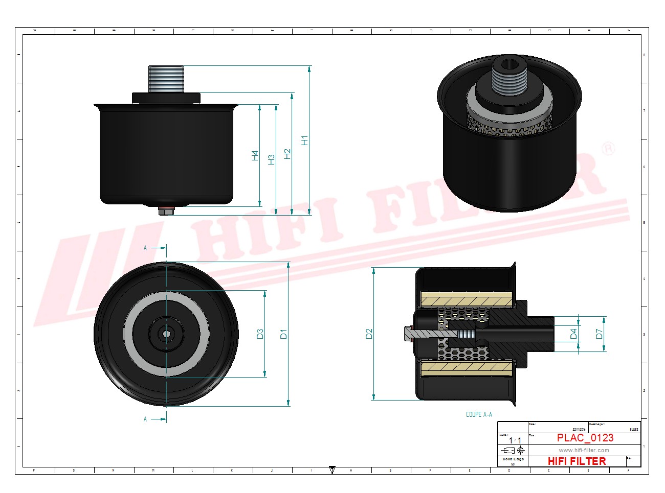 Schema tecnico Filtro aria