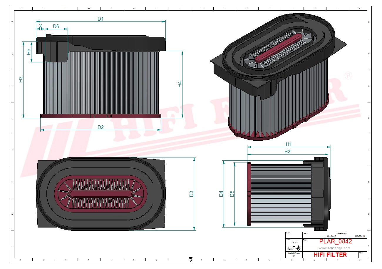Schema tecnico Filtro aria