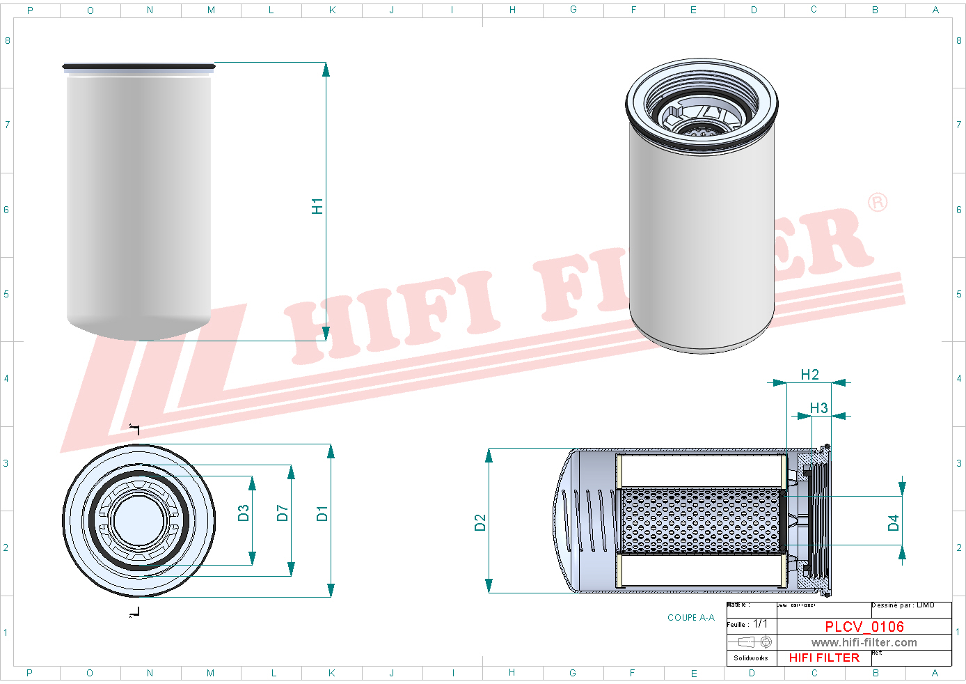 Schema tecnico Filtro carburante