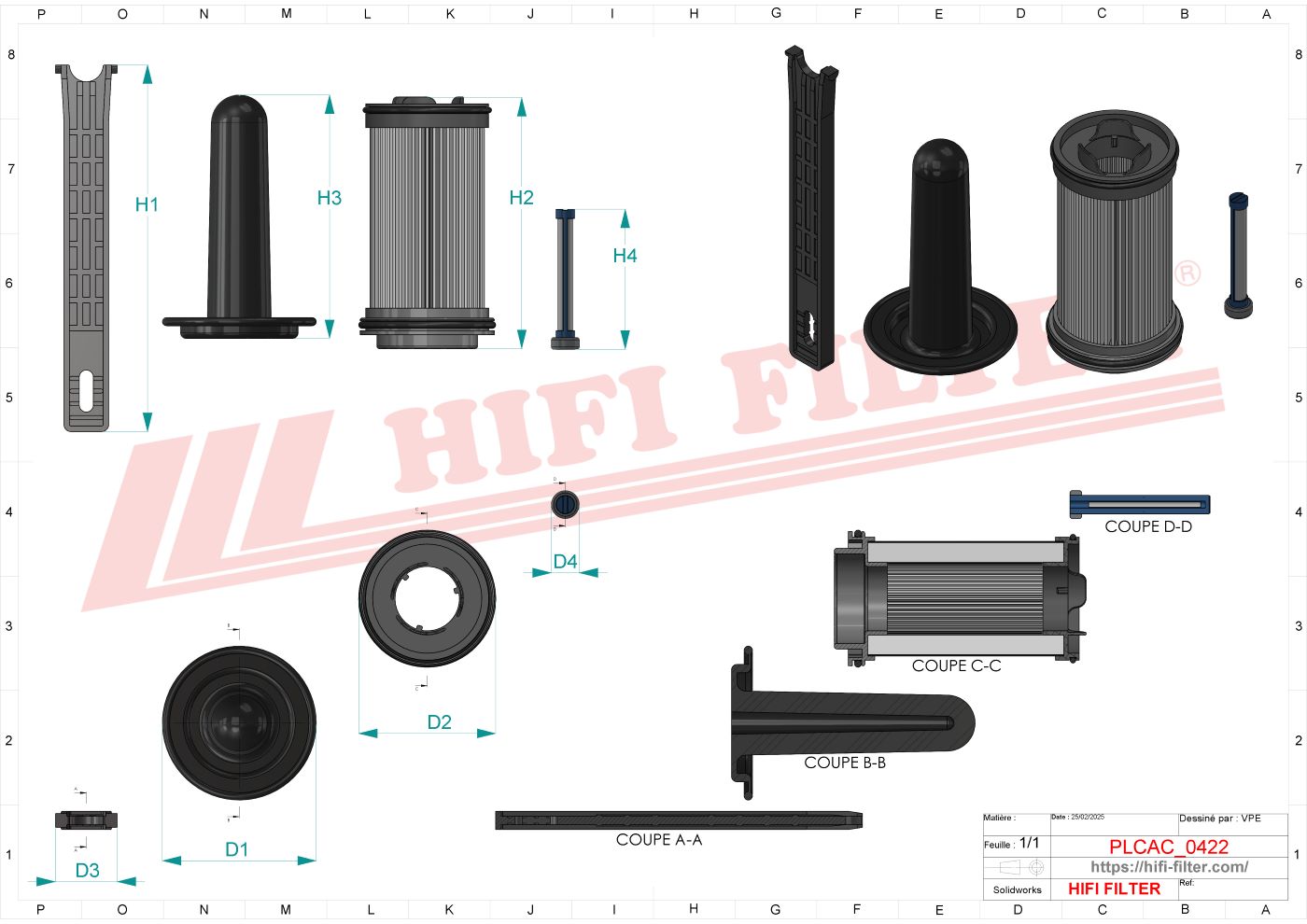 Schema tecnico Filtro Urea 400/U2382 per trattori e macchine agricole