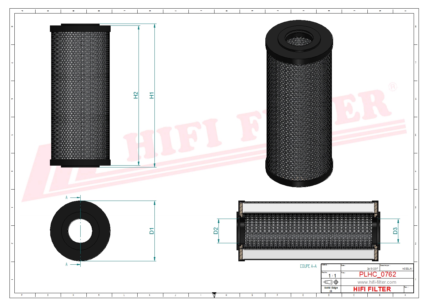 Schema tecnico Filtro idraulico 925773 per trattori e macchine agricole