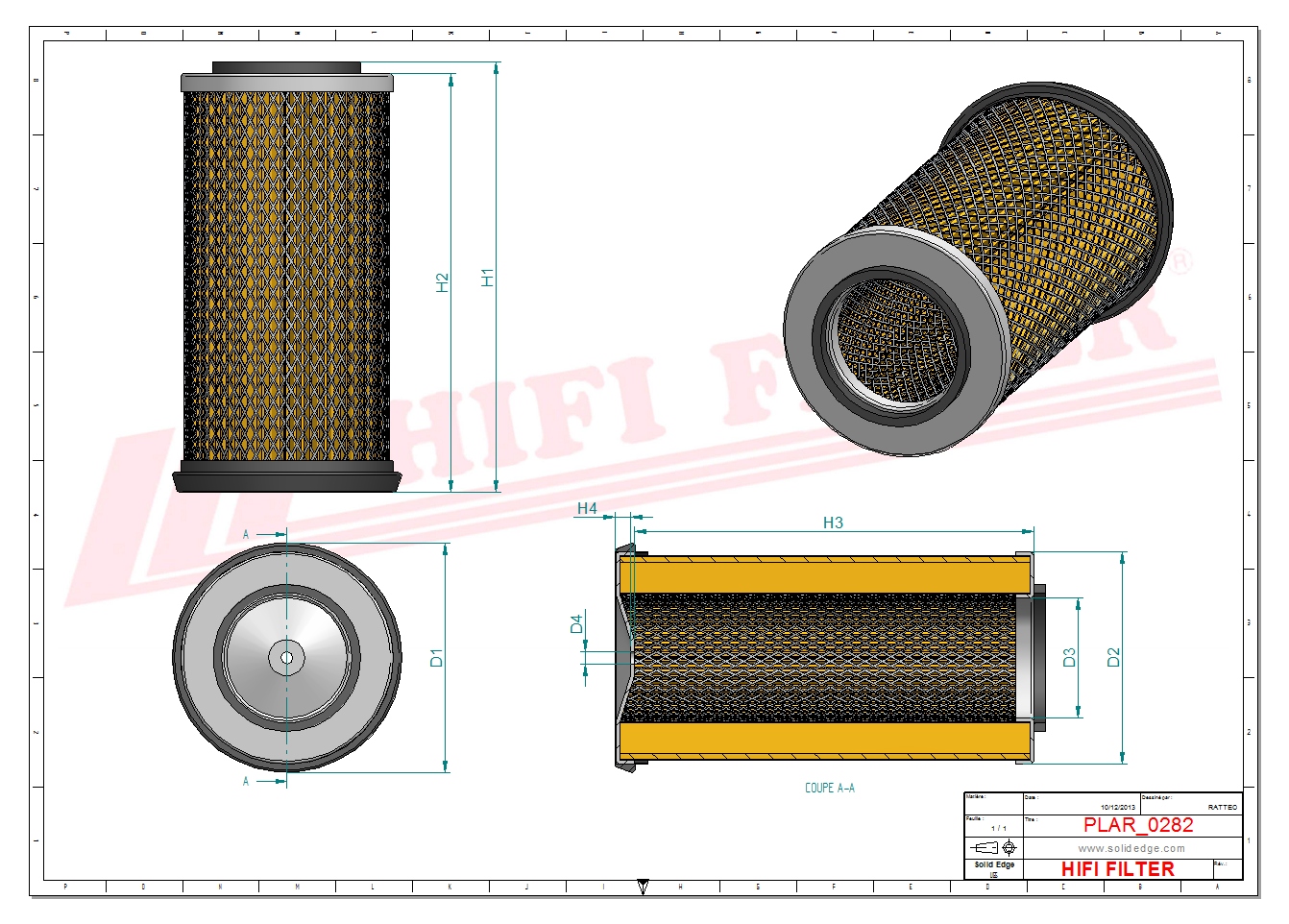 Schema tecnico Filtro aria