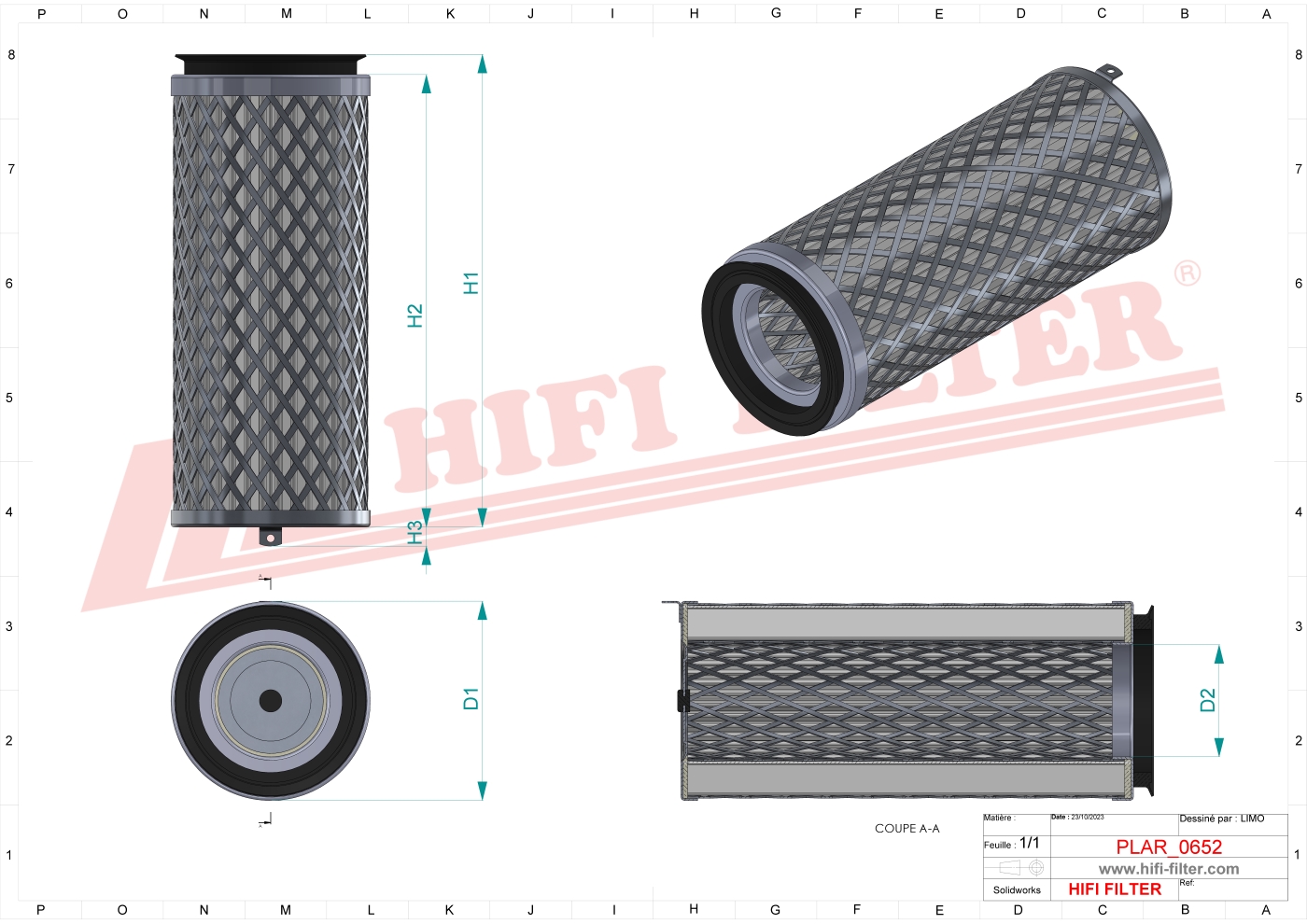 Schema tecnico Filtro aria