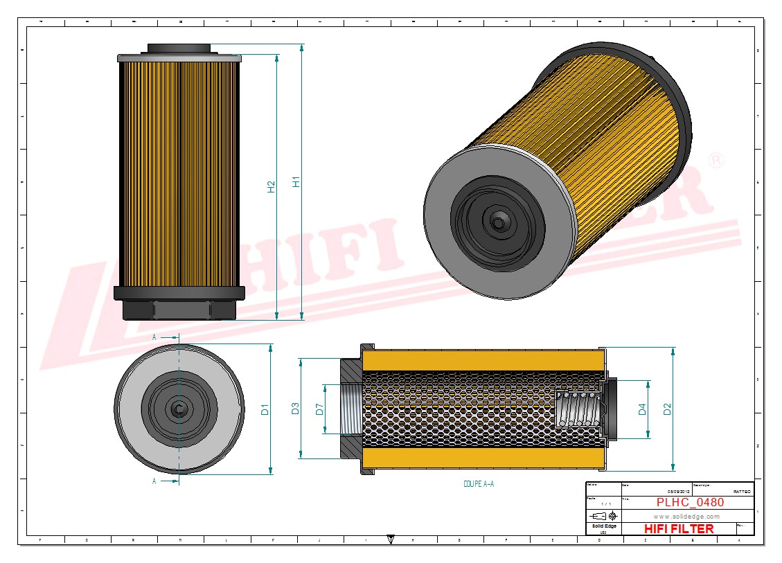 Schema tecnico Filtro idraulico H00714-024 per trattori e macchine agricole