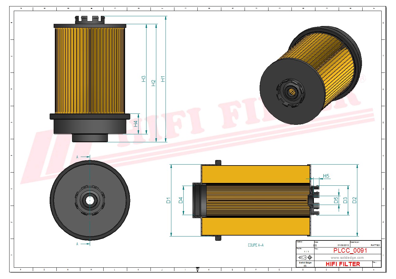 Schema tecnico Filtro carburante 1529646 per trattori e macchine agricole