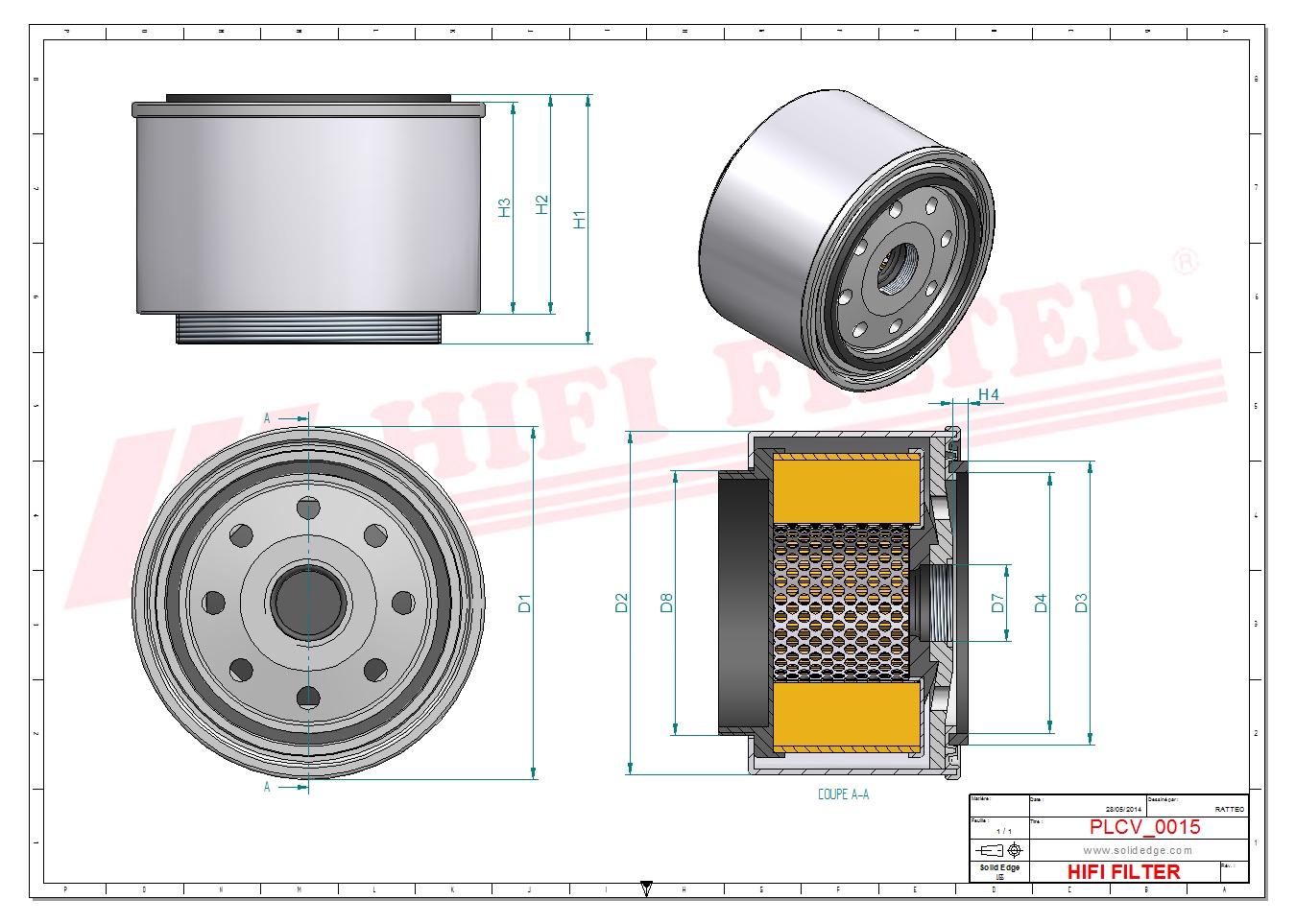 Schema tecnico Prefiltro aria