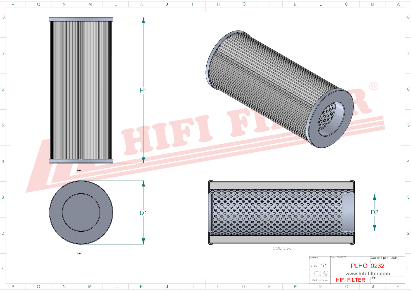 Schema tecnico Filtro idraulico 5106622 per trattori e macchine agricole