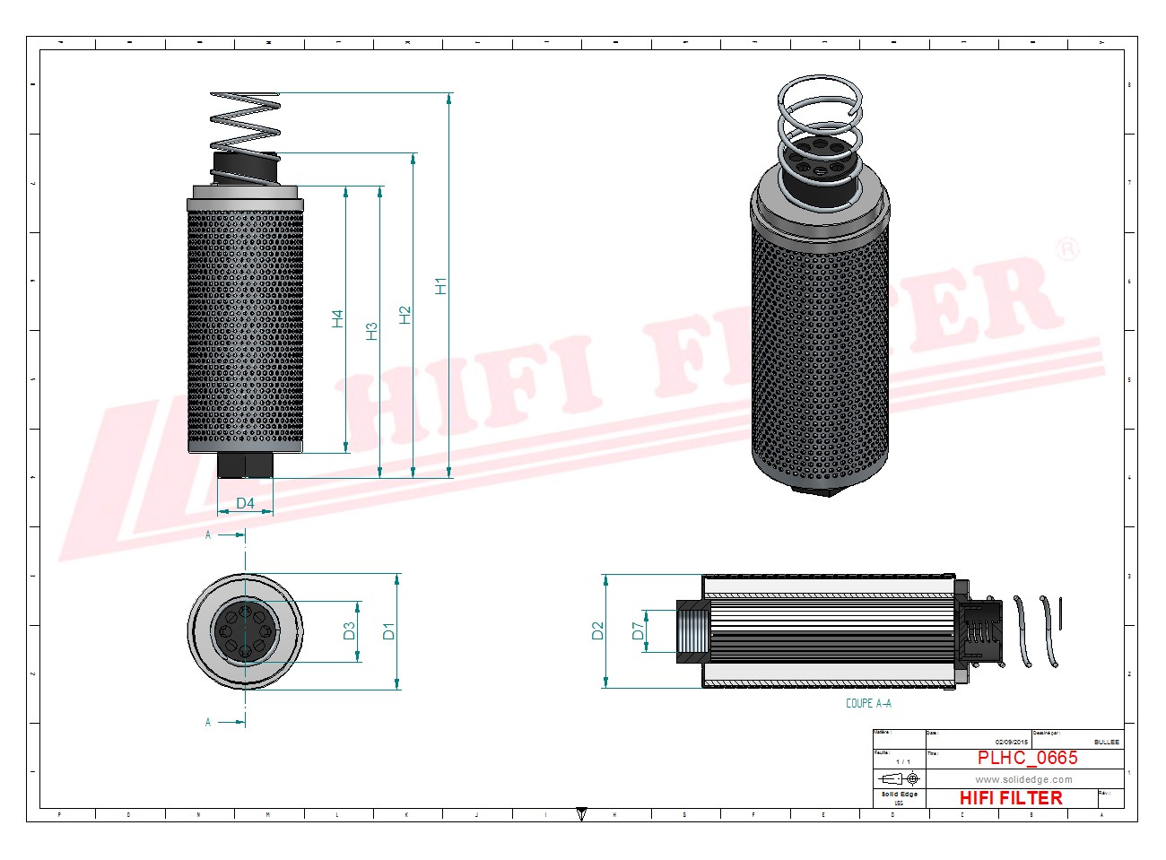 Schema tecnico Filtro idraulico P96-0080 per trattori e macchine agricole