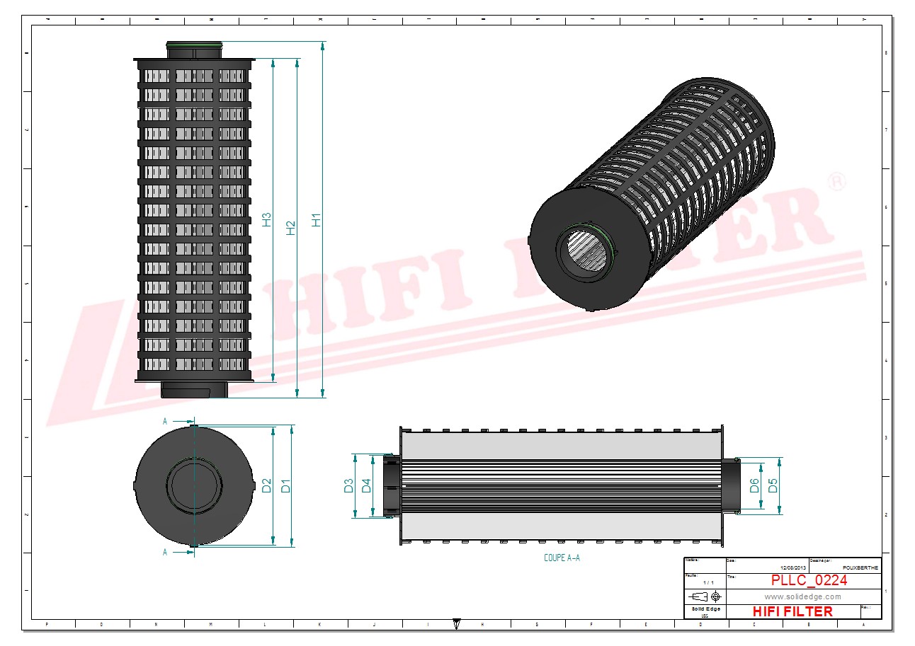 Schema tecnico Filtro olio