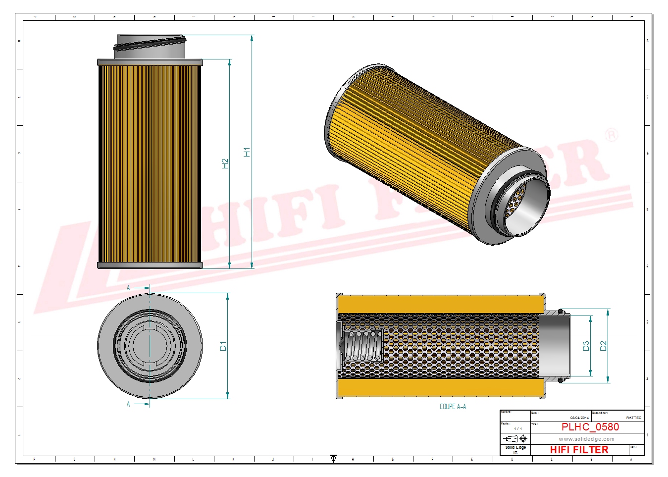 Schema tecnico Filtro olio