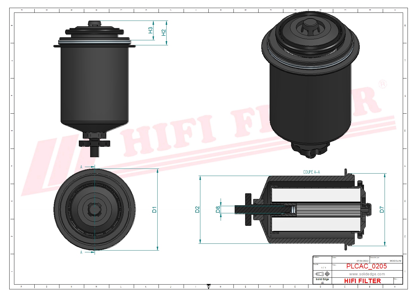 Schema tecnico Filtro carburante 3679089 per trattori e macchine agricole