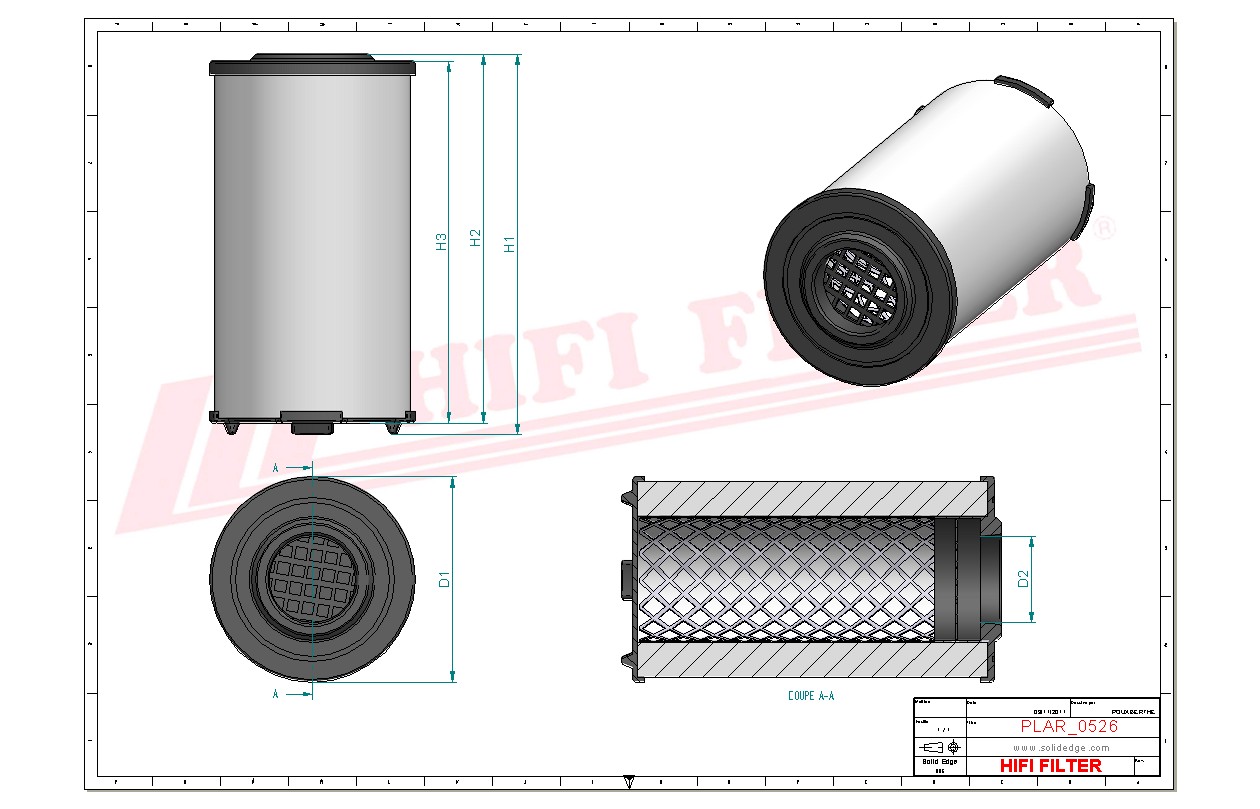 Schema tecnico Filtro aria