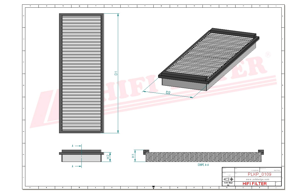 Schema tecnico Filtro abitacolo FL658 per trattori e macchine agricole