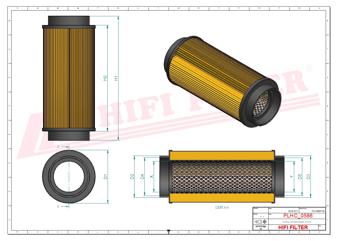 Schema tecnico Filtro idraulico per trattori e macchine agricole
