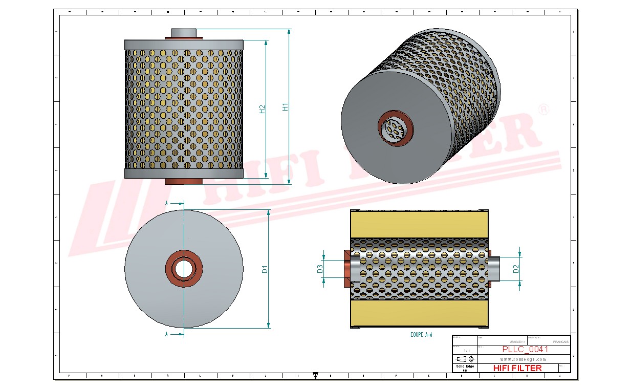 Schema tecnico Filtro olio