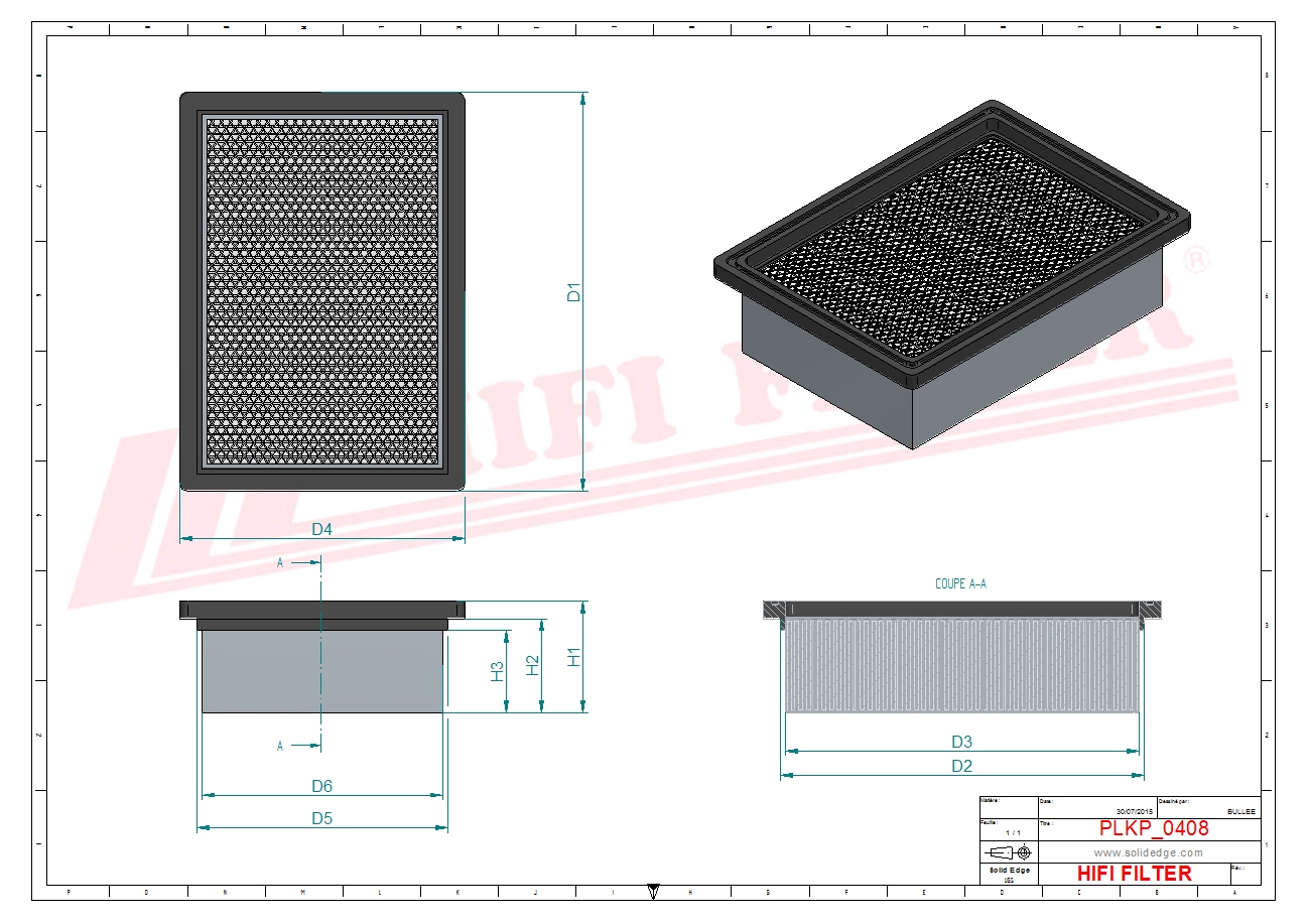 Schema tecnico Filtro abitacolo CU21042 per trattori e macchine agricole