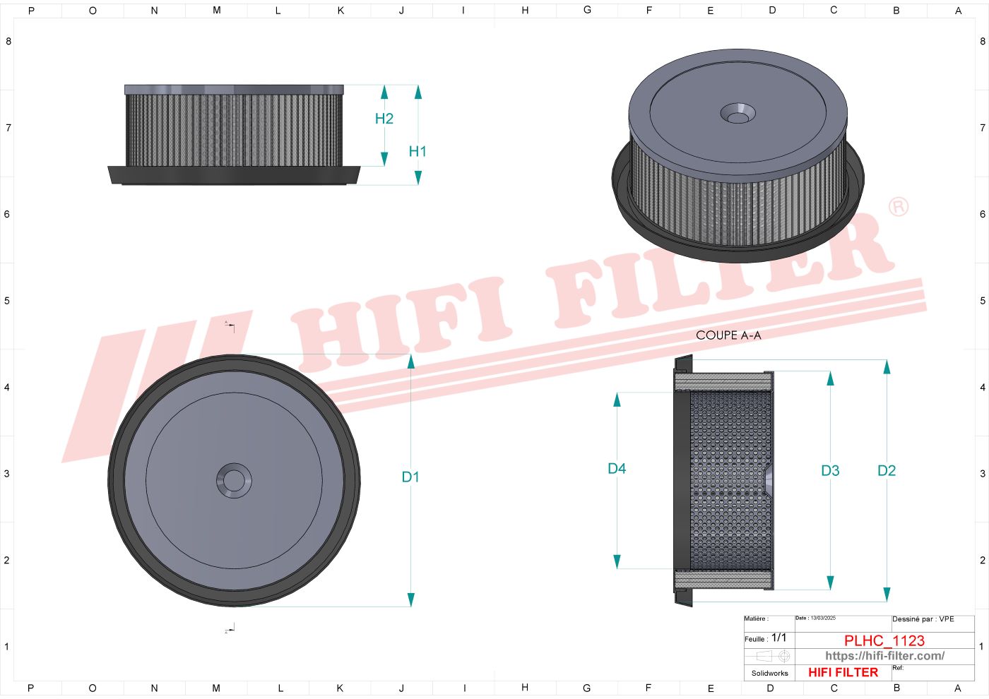 Schema tecnico Filtro olio