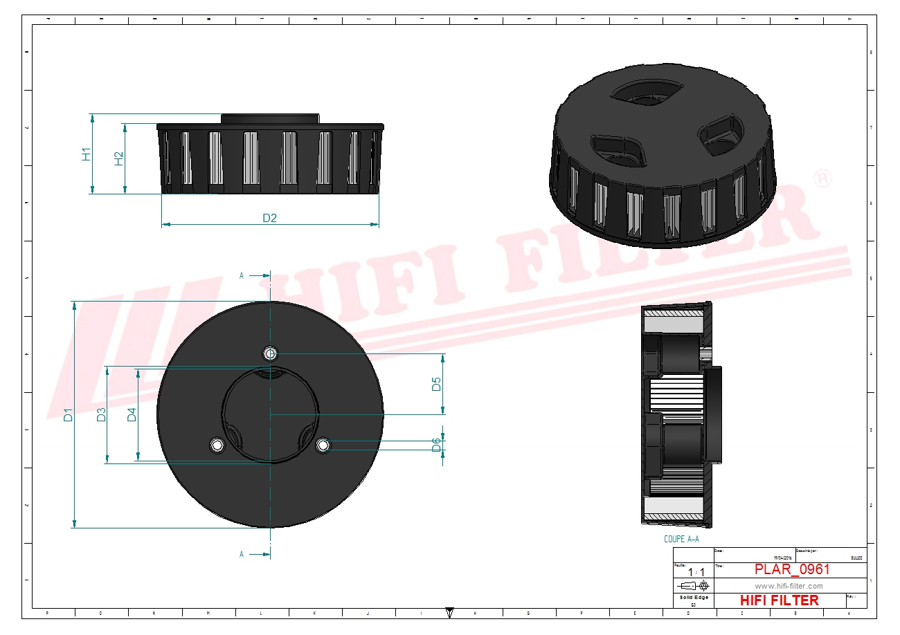 Schema tecnico Filtro Aerazione Motore 0011601960 per trattori e macchine agricole