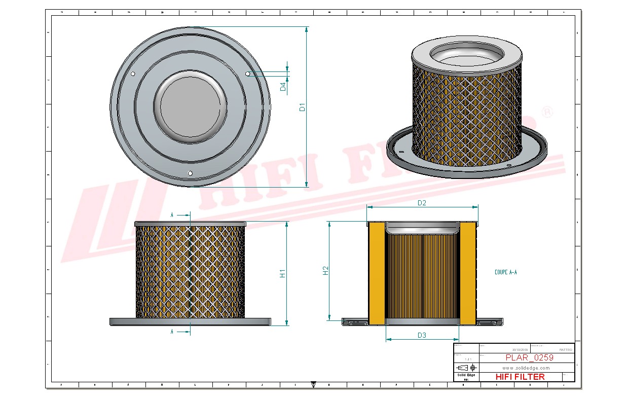 Schema tecnico Filtro aria