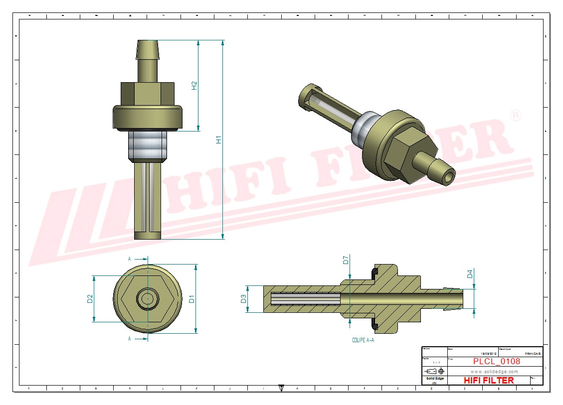 Schema tecnico Filtro Benzina 17-39 per trattori e macchine agricole