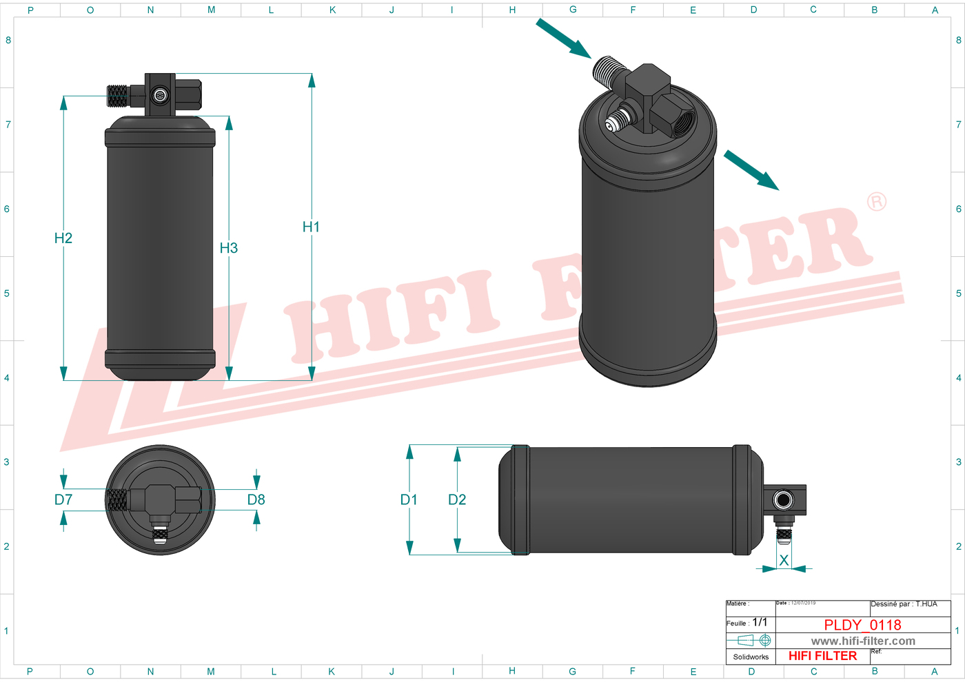 Schema tecnico Filtro carburante