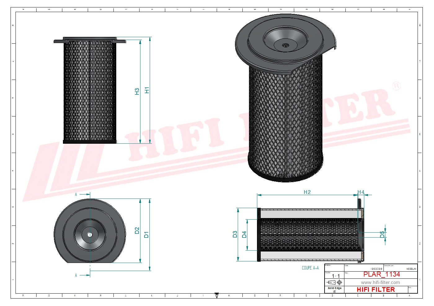 Schema tecnico Filtro aria