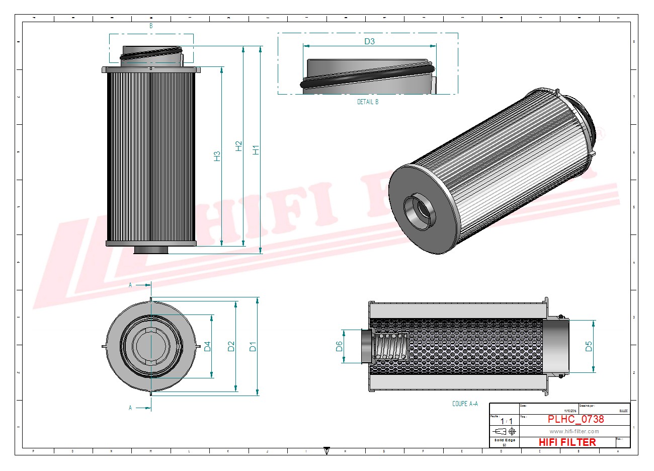 Schema tecnico Filtro idraulico P76-5731 per trattori e macchine agricole