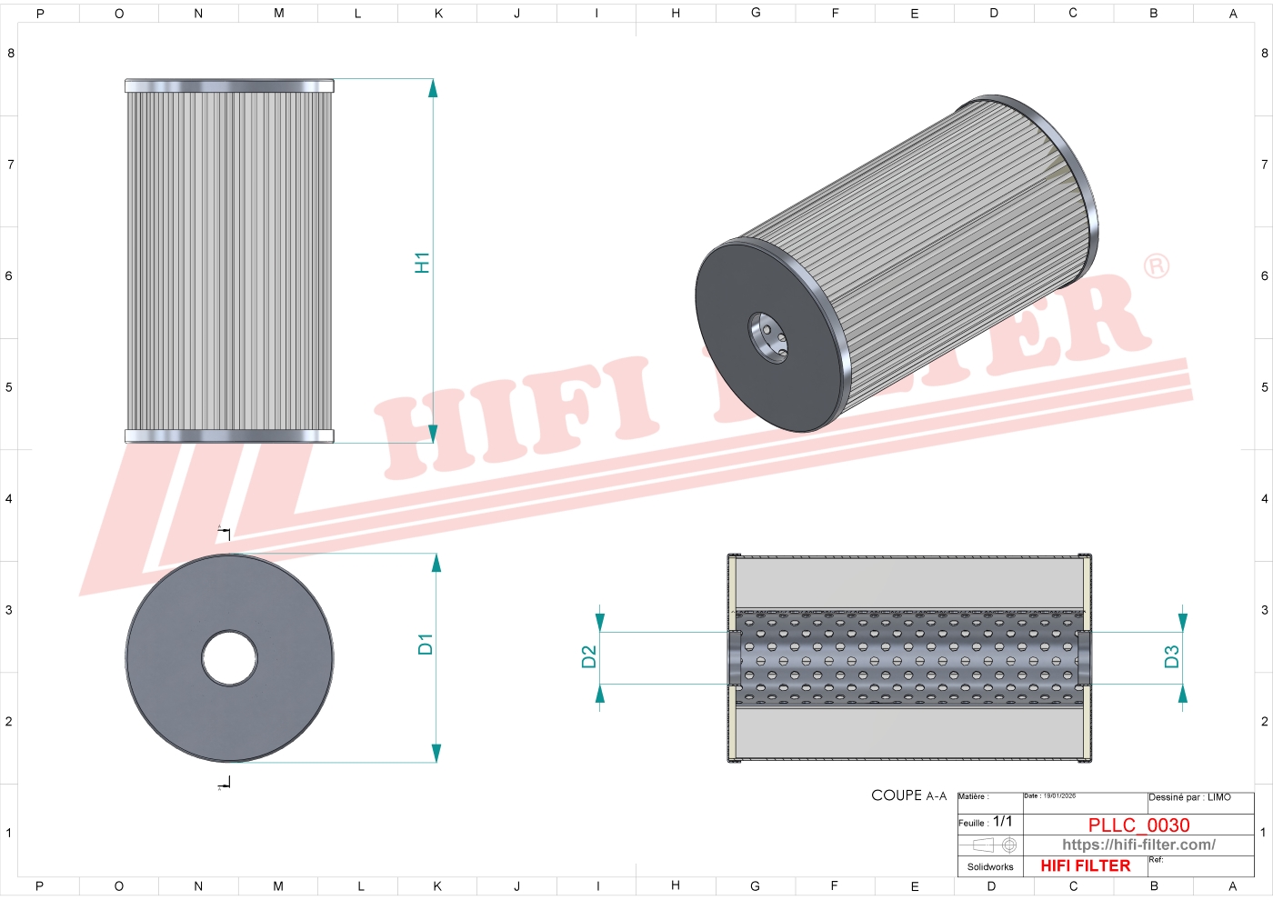 Schema tecnico Filtro olio