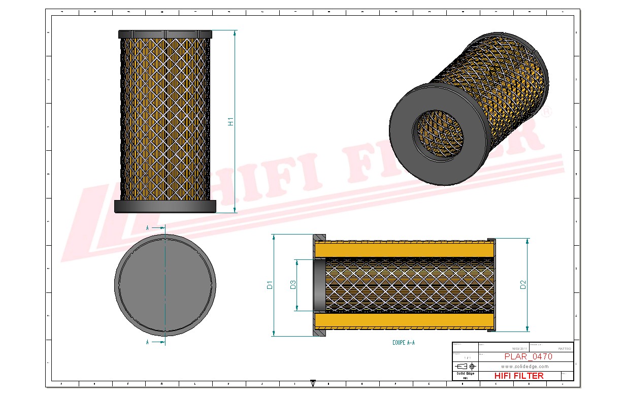 Schema tecnico Filtro aria