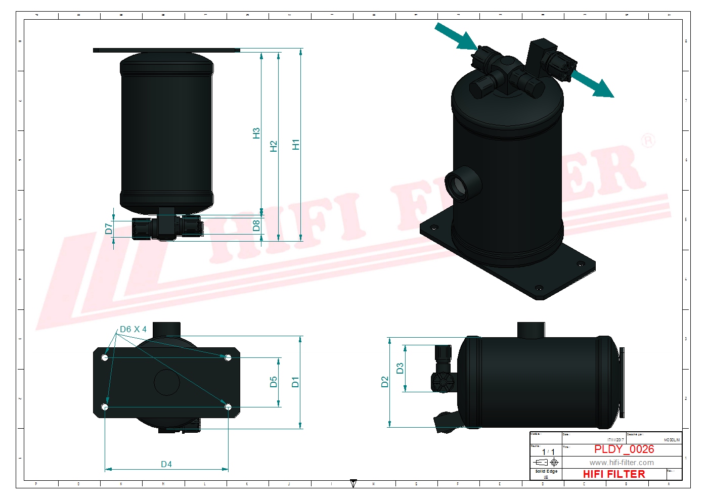Schema tecnico Filtro carburante