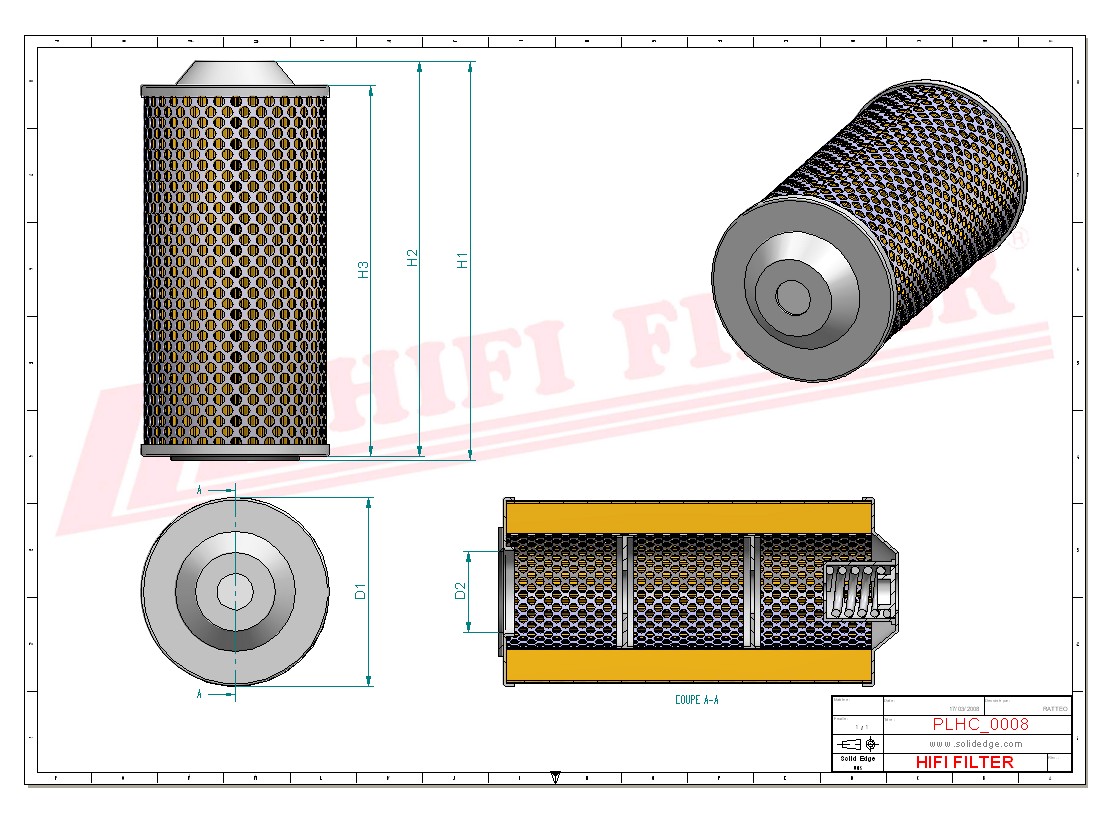 Schema tecnico Filtro olio
