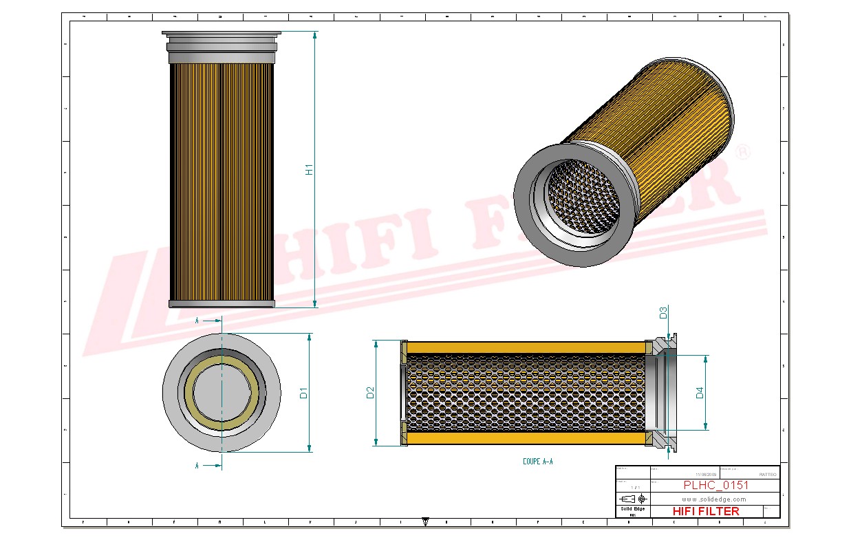 Schema tecnico Filtro olio