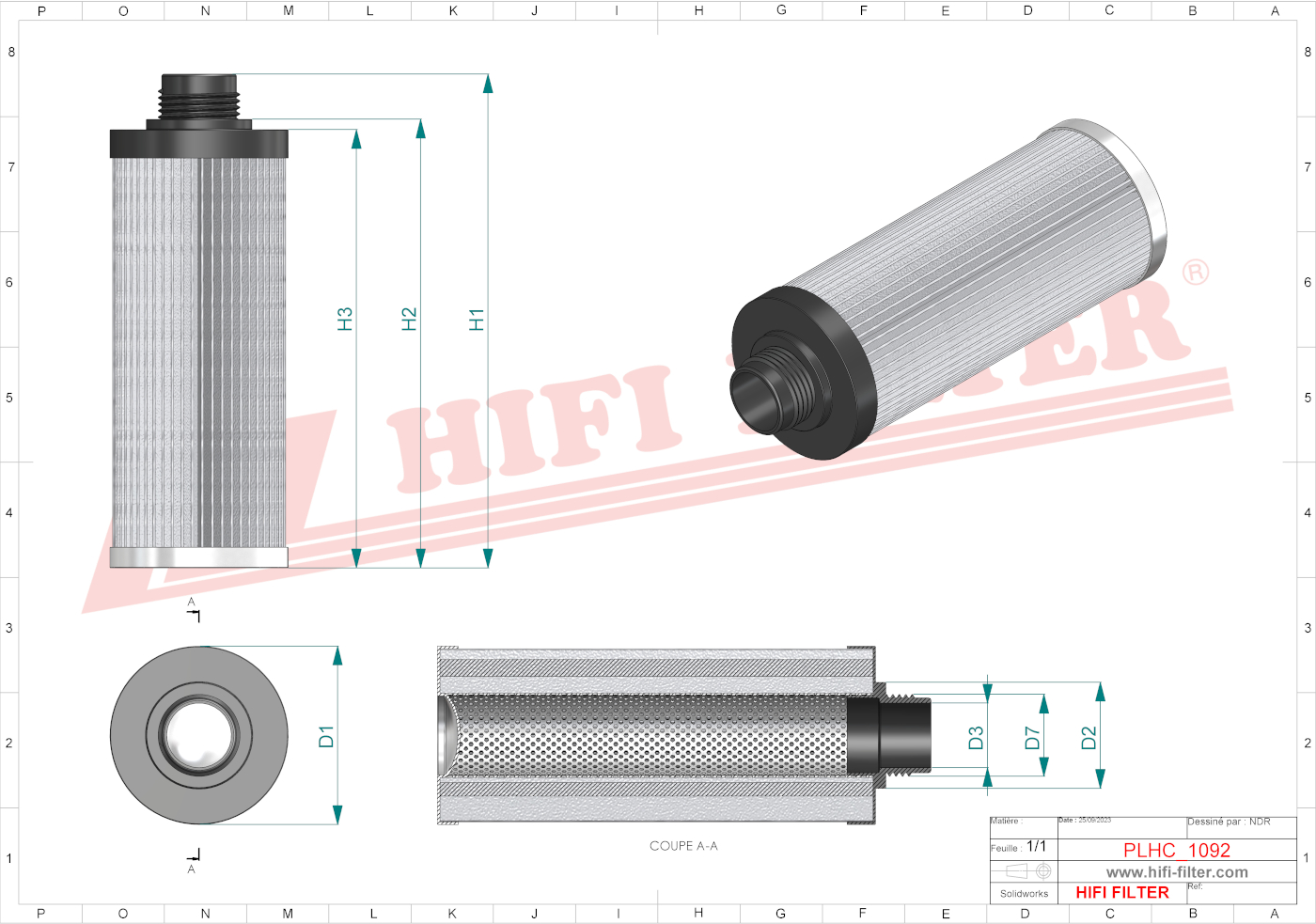 Schema tecnico Filtro olio