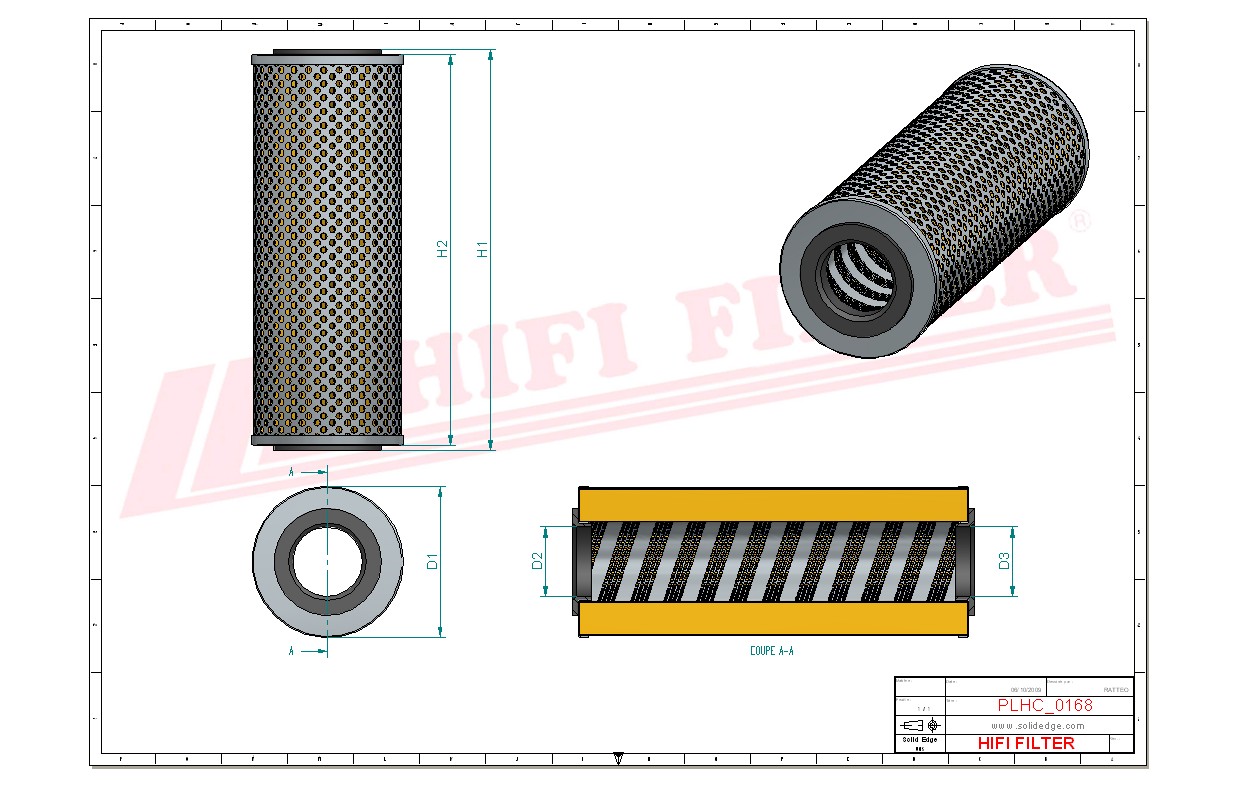 Schema tecnico Filtro olio