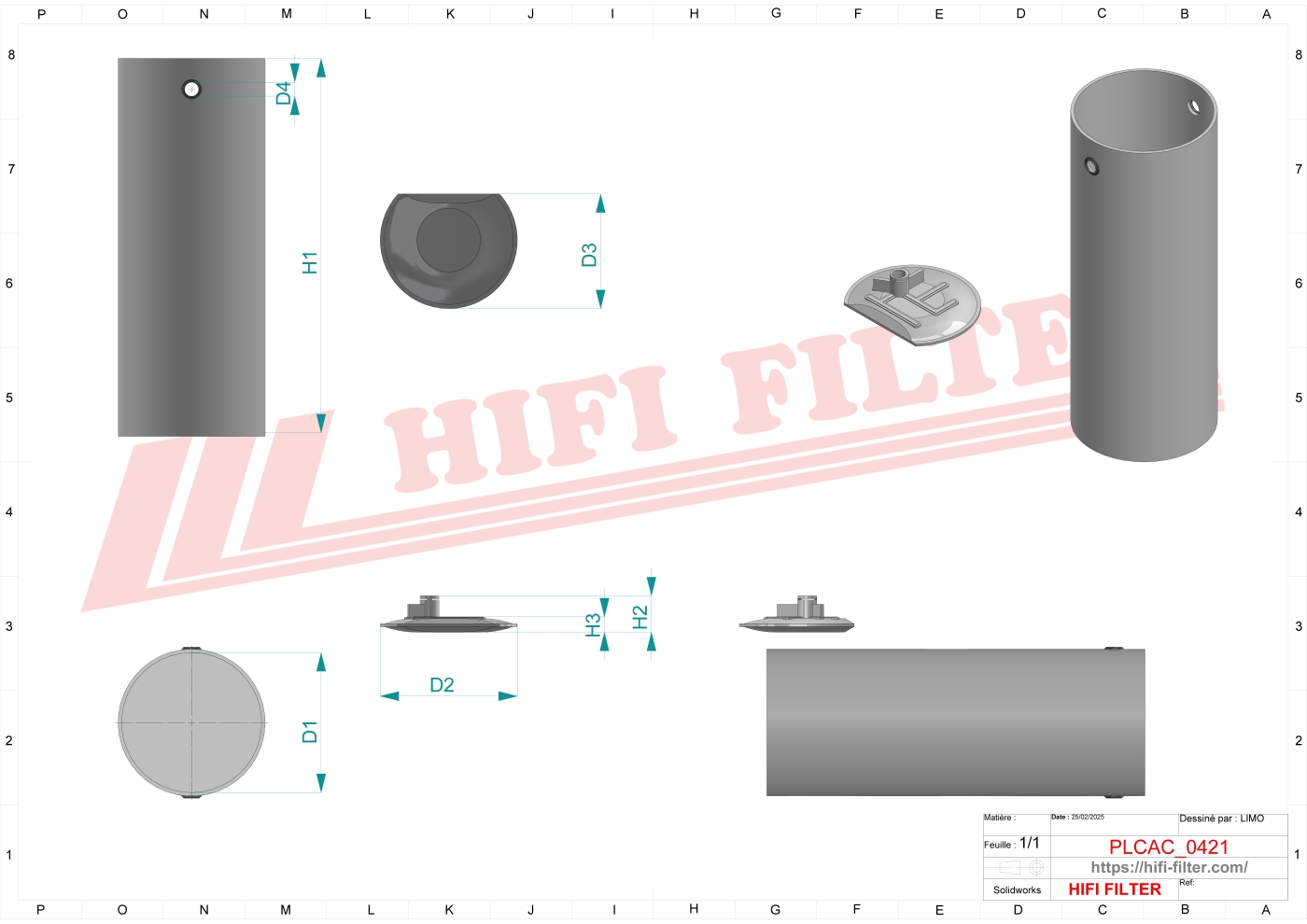 Schema tecnico Filtro Urea AT484543 per trattori e macchine agricole